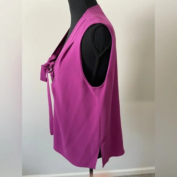 BCBGMaxAzria Magenta Lace-Up Blouse - Picture 3 of 5